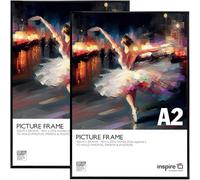 inspire by Hampton Frames BACKLOADER A2 (42x59cm) Black Poster Frame Acrylic (Non-Glass) Pack of 2
