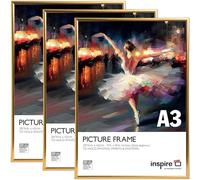inspire by Hampton Frames BACKLOADER A3 Gold Poster Frame Acrylic (Non-Glass) Pack of 3