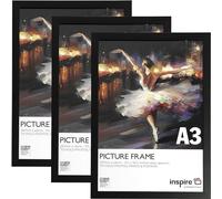 inspire by Hampton Frames | CAMBRIDGE A3 Poster Frames, 29.7x42cm, Black, Pack of 3, Engineered Wood, Acrylic Front | Wall Mount, Landscape or Portrait, Modern Home Décor Display