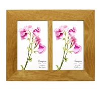 inspire by Hampton Frames | Double 4x6 Photo Frame, Natural Oak, Polished Wood, Glass Aperture | Freestanding or Wall Mount | Multi Aperture, Rectangular | Picture Frame for Home Decor