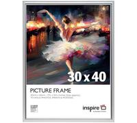 inspire by Hampton Frames | EASYLOADER Picture Poster Frame | 30x40cm, Silver, Acrylic (Non-Glass) | Lightweight, Easy to Hang, Shatter-Resistant | Modern Display for Photos & Art
