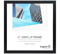 inspire by Hampton Frames | LP Album Square Picture Frame, 31x31.5cm, Black, Acrylic Front | Wall Mount, Non-Glass, Easy Display | Preserve Vinyl Record Covers, Home Décor