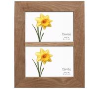 inspire by Hampton Frames | OAKRIDGE Double 5x7 Photo Frame, Natural Oak, Polished Solid Wood, Glass Aperture, Freestanding or Wall Mount | Multi Aperture Picture Frame for Home Décor