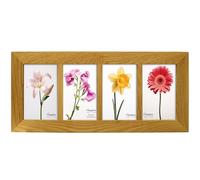 inspire by Hampton Frames | OAKRIDGE Multi Aperture Photo Frame | 46x20.8cm, Natural Oak, Polished Wood, Acrylic Front | Wall Mount | Display Four 4x6 Photos, Home Décor