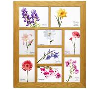 inspire by Hampton Frames | OAKRIDGE Multi Aperture Photo Frame, 48.7x41CM, Natural Oak, Polished Wood, Acrylic Front | Wall Mount, Holds 9 Photos, For Picture Display