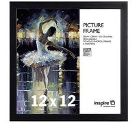 inspire by Hampton Frames | OXFORD Picture Frame | 12x12in (30x30cm), Black, Acrylic (Non-Glass) | Wall Mount, Lightweight, Shatterproof | Modern Photo Display for Home Décor