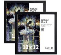 inspire by Hampton Frames | OXFORD Picture Frame Set | 12x12in (30x30cm), Black, Acrylic (Non-Glass), 2-Pack | Lightweight, Shatter-Resistant | Modern Display for Photos or Art