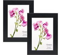 inspire by Hampton Frames | Photo Frame Set, CAMBRIDGE 4x6 (10x15cm), Black, Engineered Wood, Paperwrapped Wood Effect | Acrylic Front, Freestanding or Wall Mount | Modern Home Décor