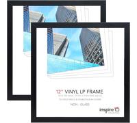 inspire by Hampton Frames | Picture Frame | LP - 12.5x12.5 (31.5x31.5cm), Black, Square, Acrylic (Non-Glass), Pack of 2 | For Vinyl Album Art, Wall Display, Lightweight, Shatter-Resistant