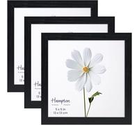 inspire by Hampton Frames | Picture Frame Set | 5x5 (13x13cm), Black, Square, Acrylic, Pack of 3 | Lightweight, Shatterproof, Easy Mounting | Modern Display for Photos, Artwork