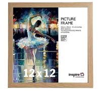 inspire by Hampton Frames | Picture Photo Frame SORBONNE | 12x12 Inch (30x30cm), Oak Effect MDF, Acrylic Front | Wall Mount, Square, Drop-In Back | Modern Display for Photos and Art