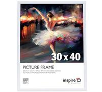 inspire by Hampton Frames | Picture Poster Frame | 30x40cm, White, Foil Wrapped Plastic, Acrylic Front | Wall Mount, Rectangular, Drop-In Back | For Photographs, Certificates, Artwork