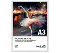 inspire by Hampton Frames | Picture Poster Frame | A3 (30x42cm), White, Plastic, Foil Wrapped | Acrylic Non-Glass Front, Wall Mount, Landscape or Portrait | Modern Photo Display