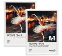 inspire by Hampton Frames | Picture Poster Frame | A4 (21x30cm), White, Plastic, 2-Pack | Foil Wrapped, Acrylic Front, Wall Mount or Freestanding | Display Photos, Certificates