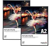 inspire by Hampton Frames | Poster Certificate Frame | A2 (42x59cm), Black, Aluminium, Acrylic Front | Lightweight, Shatterproof, Rectangular | Modern Display for Home or Office Decor