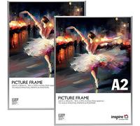 inspire by Hampton Frames | Poster Certificate Frame | A2 (42x59cm), Silver, Aluminium, Acrylic Front | Lightweight, Shatterproof, Rectangular | Modern Display for Home or Office