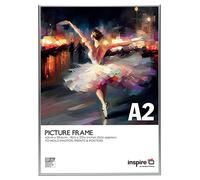 inspire by Hampton Frames | Poster Certificate Frame | A2 (42x59cm), Silver, Aluminium, Rectangular, Acrylic Front | Lightweight, Shatter-Resistant, Easy to Hang | Modern Display Solution