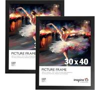 inspire by Hampton Frames | Poster Frame CAMBRIDGE, 30x40cm, Black, Pack of 2, Engineered Wood, Acrylic Front | Wall Mount, Rectangular | Modern Photo Display, Picture Frame Decor