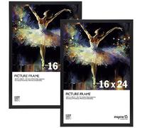 inspire by Hampton Frames | Poster Frame CAMBRIDGE Pack of 2 | 16x24 (41x61cm), Black, Engineered Wood, Acrylic Front | Wall Mount, Portrait or Landscape | Modern Home Décor Display