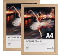 inspire by Hampton Frames | Poster Frame Set, WELFORD A4 (21x30cm), Oak Finish, Acrylic Front, Pack of 2 | Lightweight, Shatterproof Display, Easy Wall Mounting, Modern Home Décor