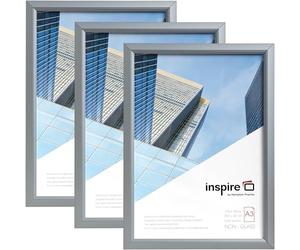 inspire by Hampton Frames Promote It A3 (30x42cm) Pack of 3 Silver Snap Frame Acrylic (Non Glass) Front IBH-PAPFA3B-3PK