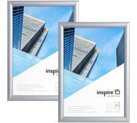 inspire by Hampton Frames | Snap Frame Pack of 2 | A3 (30x42cm), Silver, Rectangular, Acrylic Front | Easy Change, Wall Mountable, Lightweight | Display Posters and Certificates
