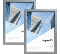 inspire by Hampton Frames | Snap Frame Pack of 2 | A3 (30x42cm), Silver, Rectangular, Acrylic Front | Easy Open, Wall Mountable, Non-Glass | Display Posters, Photos
