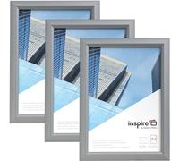 inspire by Hampton Frames | Snap Frame Pack of 3 | A4 (21x30cm), Silver, Rectangular, Acrylic Front | Easy Change, Wall Mountable, Non Glass | Display Posters, Certificates, Photos