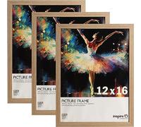 inspire by Hampton Frames | SORBONNE Picture Frame 3-Pack | 12x16 Inch (30x40cm), Oak Effect, Acrylic Front | Lightweight, Shatter-Resistant, Wall Mount | Modern Photo Display