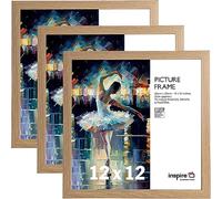 inspire by Hampton Frames | SORBONNE Picture Photo Frame Set | 12x12in (30x30cm), Oak Effect, Acrylic (Non-Glass), 3-Pack | Modern Wall Display, Lightweight, Easy Mounting