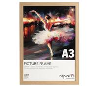 inspire by Hampton Frames | WELFORD A3 Poster Frame | 29.7x42cm, Oak MDF, Acrylic Front | Wide Profile, Wall Mount, Landscape or Portrait | Modern Display for Photos, Art, Prints