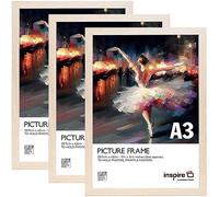 Inspire By Hampton OSLO A3 (30x42cm) Natural Wood Effect Picture Photo Frame Acrylic (Non-Glass) 3-Pack IBHOSLA3NG-PK3
