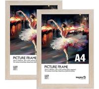 Inspire By Hampton OSLO A4 (21x30cm) Natural Wood Effect Picture Photo Frame Acrylic (Non-Glass) 2-Pack IBHOSLA4NG-PK2
