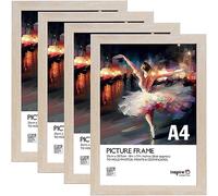 Inspire By Hampton OSLO A4 (21x30cm) Natural Wood Effect Picture Photo Frame Acrylic (Non-Glass) 4-Pack IBHOSLA4NG-PK4
