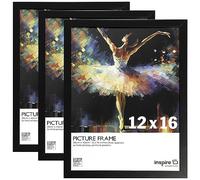 Inspire By Hampton OXFORD 12x16 (30x40cm) Black Picture Photo Frame Acrylic (Non-Glass) 3-Pack IBHOXF1216NGPK3