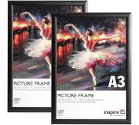 Inspire By Hampton PINEWOOD A3 (30x42cm) Black Picture Frame Acrylic (Non-Glass) Front Pack of 2