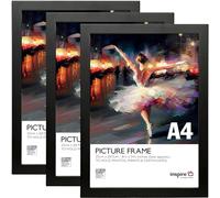 Inspire By Hampton ROSENBERG A4 (21x29.7cm) Black Picture Frame Acrylic (Non Glass) Pack of 3