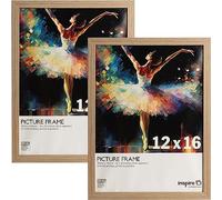 Inspire By Hampton SORBONNE 12x16 (30x40cm) Oak Effect Picture Photo Frame Acrylic (Non-Glass) 2-Pack IBHSOR1216NGPK2