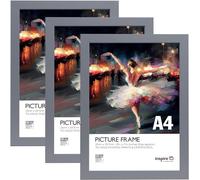 Inspire By Hampton WELFORD A4 (21x30cm) Light Grey Poster Frame Acrylic (Non-Glass) Front Pack of 3