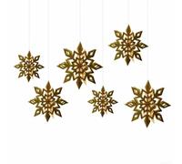 Inspire Holiday Cheer with This Beautiful Set of Six Hanging Paper Snowflakes A Must Have Decoration (Gold)