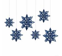 Inspire Holiday Cheer with This Beautiful Set of Six Hanging Paper Snowflakes A Must Have Decoration (Dark blue)