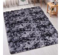 INSPIRE HOMEWARE Bedside Tie Dye Grey Rug Bedroom 80x150 cm Soft Fluffy Plush Rugs for Living Room - Modern High Pile Carpet for Hallway Non Slip Rugs for Dining Room Non Shedding Carpets for Nursery