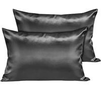 INSPIRE HOMEWARE Charcoal Pillowcases 2 Pack for Hair and Skin, Ultra Soft and Smooth Satin Pillow Cases with Envelope Closure- Best Gift for Women (50x75cm)