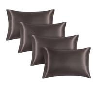 INSPIRE HOMEWARE Charcoal Pillowcases 4 Pack for Hair and Skin, Ultra Soft and Smooth Satin Pillow Cases with Envelope Closure- Best Gift for Women (50x75cm)