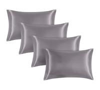 INSPIRE HOMEWARE Grey Pillowcases 4 Pack for Hair and Skin, Ultra Soft and Smooth Satin Pillow Cases with Envelope Closure, Hypoallergenic- Best Gift for Women (50x75cm)