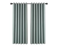 INSPIRE HOMEWARE Linen Curtains for Bedroom 66x54 Inch Drop Sage Green 100% Blackout eyelet Curtains Thermal Insulated Super Soft Ring Top Curtain 2 panel with Tiebacks