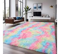 INSPIRE HOMEWARE Rugs Living Room 120 x 170 cm - Soft Fluffy Rainbow Area Rugs for Nursery Room, Non Shedding Modern High Pile Carpet for Lounge Rug for Kids Room