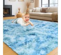 INSPIRE HOMEWARE Rugs Living Room 120 x 170 cm Soft Fluffy Tie Dye Teal Area Rugs for Bedroom Non Shedding Modern High Pile Carpet for Lounge Nursery Rug for Kids Room