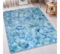 INSPIRE HOMEWARE Rugs Living Room 80x150 cm, Tie Dye Teal High Pile Plush Carpet for Hallway Runner - Non Slip Soft Fluffy Rug for Kids Room Bedside Rugs for Bedroom Modern Carpets for Dining Room