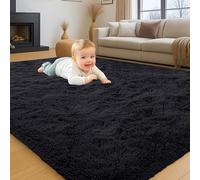 INSPIRE HOMEWARE Rugs Living Room Large 200x290 cm Soft Fluffy Black Area Rugs for Bedroom Non Shedding Modern Thick Pile Carpet for Lounge Nursery Rug for Kids Room
